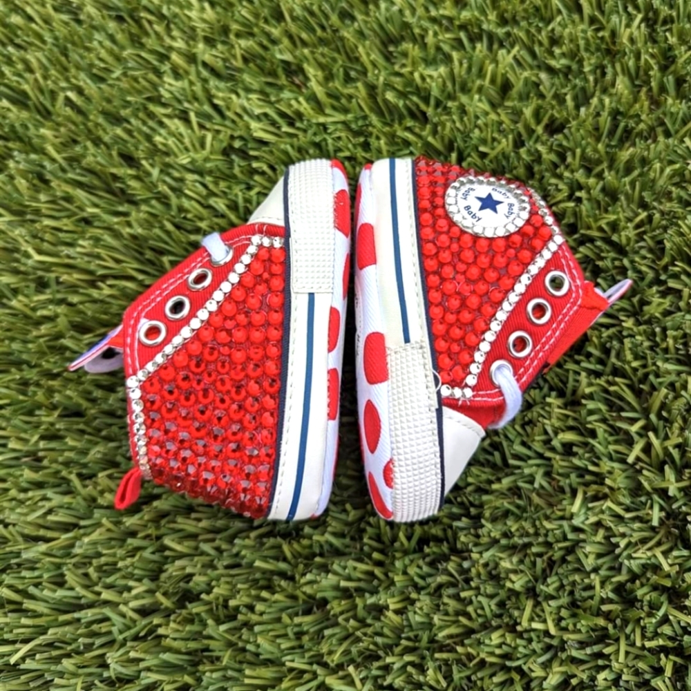 Red Custom Character Hand Embellished Baby Shoes - Picture 3 of 5